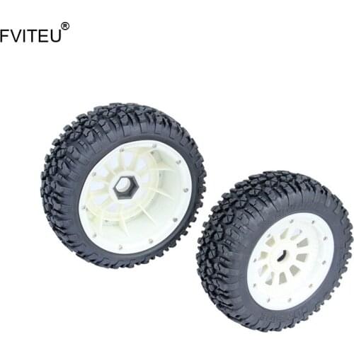 FVITEU Rubber Wheel Tires with nylon whee hub set for 1/5 Losi 5ive-t Rovan LT King Motor x2