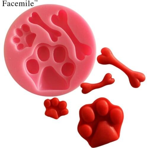 Dog Caught Bone Silicone Mold Fondant Cake 3D Food Grade Silicone Mould DIY Baking Tools Sugar Chocolate Cake Decor 50-254 Gift