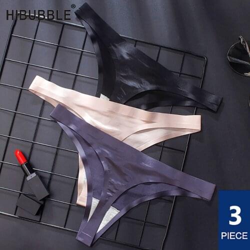 3pcs,Ice Silk Thong Panties Sexy Briefs Seamless Thongs Women Underwear Panties for Girls Ladies Panty G String Tangas Plus Size