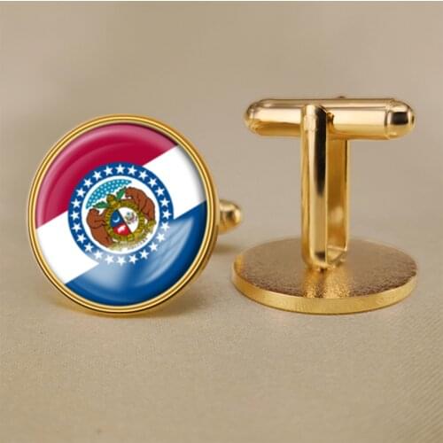 Seal of Missouri State of United States of America Map Flag Cufflinks
