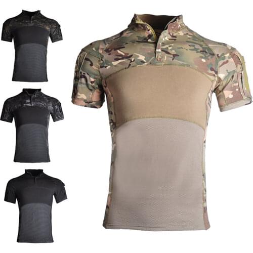 Military Army Camouflage Short Sleeve Hunting Climbing Shirt Mens Outdoor Tactical Hiking T-Shirts Male Breathable Sport Clothe
