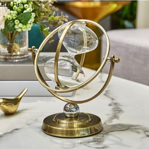 Rotatable Metal Sandglass Alloy Sand Hourglass Desk Decoration Ornaments 15 Minute Countdown Timer Clock Vintage Home Decor