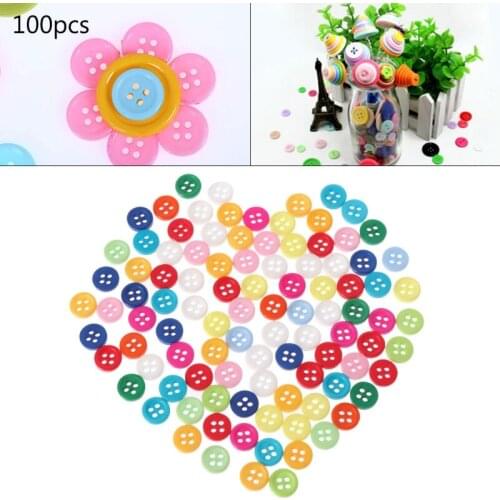 100Pcs 4 Holes Mixed Color Round Resin Buttons Fit For Sewing And Scrapbook 9mm N28_A
