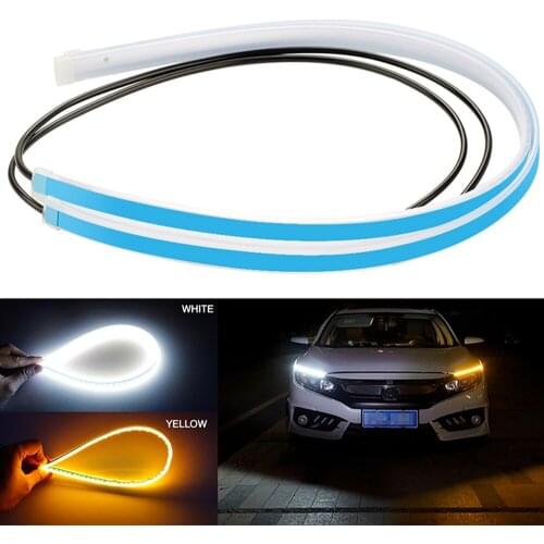 2Pcs DRL LED Light Strip Car Flexible Daytime Running Lights LED Strip Headlight Turn Signal Lights Tube Fit for Any 12V Cars