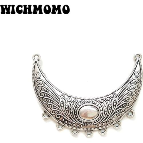 2019 New 2pieces 52MM Retro Zinc Alloy Crescent Moon Connectors Charms Pendants for DIY Necklace Jewelry Accessories