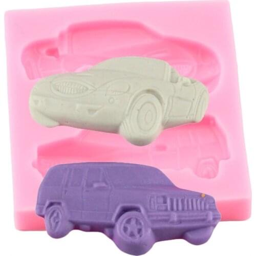 3D Car Silicone Mold Baby Birthday Cupcake Topper Fondant Molds Cake Decorating Tools Candy Chocolate Gumpaste Clay Resin Moulds
