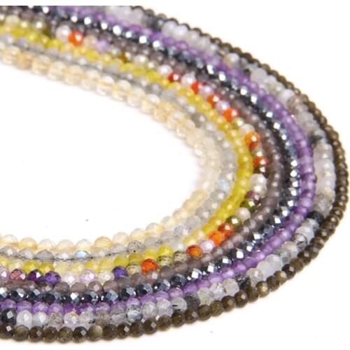 45 STYLE 2mm 3mm Natural feceted crystal quartz stone beads loose lazuli rubys Tourmaline gem stone beads for jewelry making diy