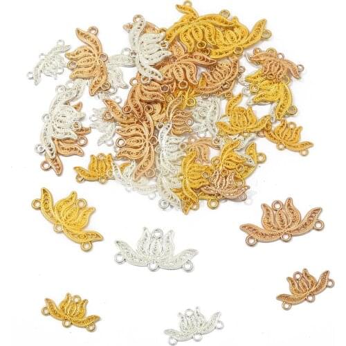 5-10Pcs Metal Alloy 23x13mm/34x18mm Lotus Connector Charms Pendant DIY Jewelry Findings Accessories Handmade Earrings Materials