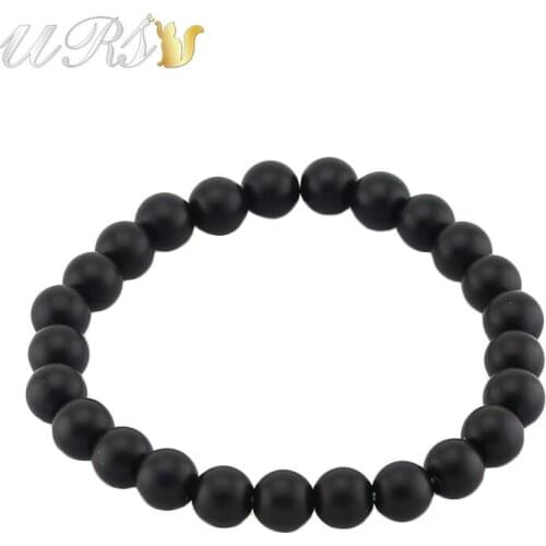 8'' (20cm) 8mm Trendy Buddha Bead Bracelet Matte-finish Black Natural Beads Stone Bracelets Yoga Bracelets Jewelry for Men/Women
