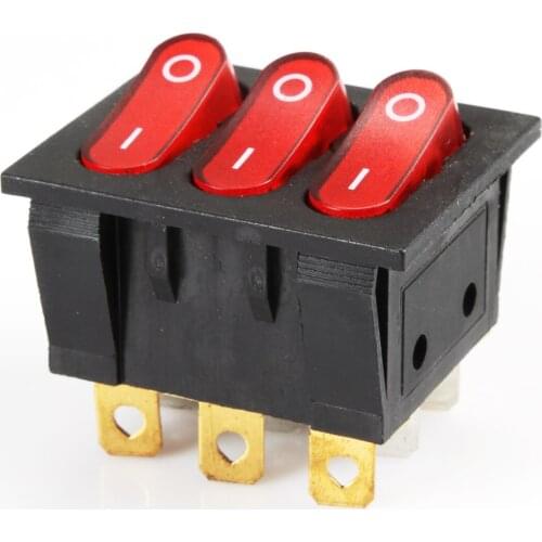9 Pin 15A 220V Red Button Rocker SwitchKCD2-302N Rocker Power Switches