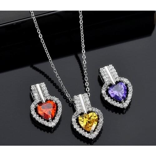 AJC15 Fashion 925 Love Necklace AAA Multicolor Zircon Inlaid High Quality Pendant Necklace Female Gift