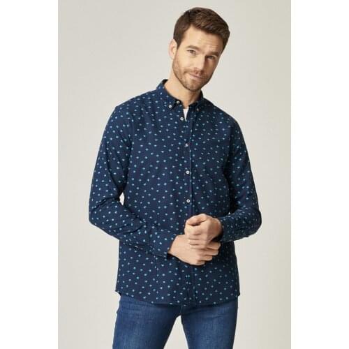 Altınyıldız Classics Tailored Slim Fit Buttoned Collar Printed Cotton New Season Summer 2021 fashion Mens Shirt