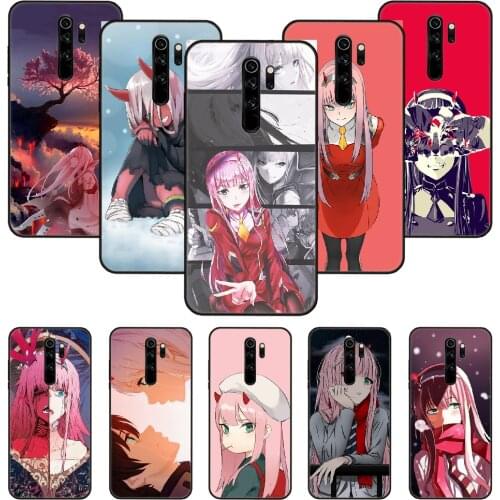 Phone Case For Xiaomi Redmi Note 8 8T 7 7A 9 9S 8A 4 5 Pro Black Cover Hoesjes Japan Anime Zero Two Darling in the Fran