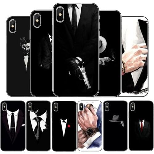 Gentleman Silicone phone case For iphone 11Pro Max 11 XR XS Max X 8 7 6 6S Plus 5 5S SE 2020 Back Cover Shell