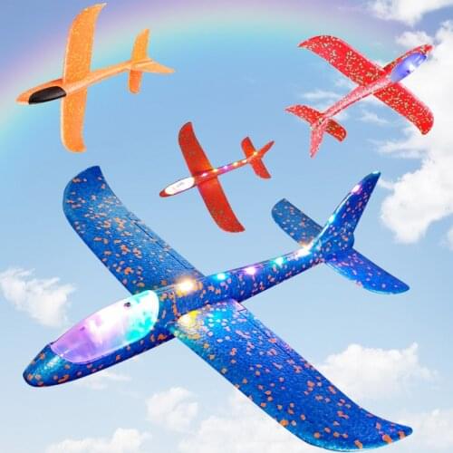 Two large 48cm hand-thrown airplanes with light/no lights, epp foam airplane, childrens aviation gliding airplane model