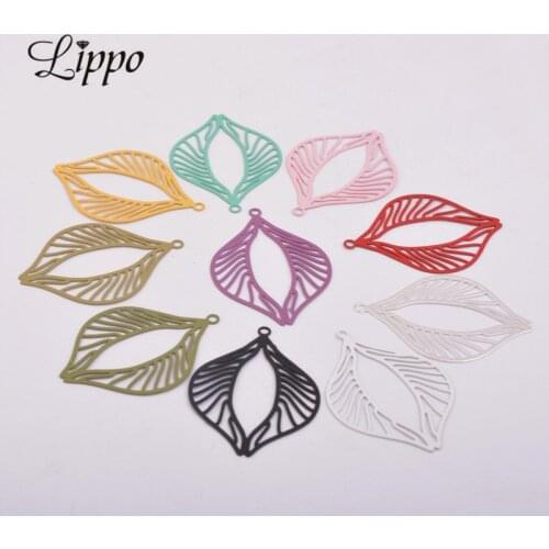 50pcs AB1805 37*26mm Brass Filigree Charms Necklace Bracelet Earring Pendants Connectors fermoirs pour fabrication bijoux