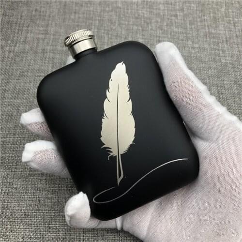 Customized Hip Flask Feather Pen 6 OZ 304 Stainless Steel Flask with Funnle Alcohol Wiskey Vodka Flagon Wine Bottle Whisky Flask