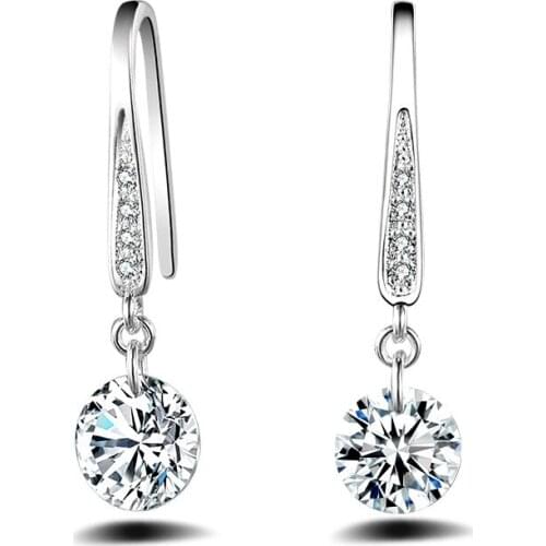 KOFSAC New Charm Simple High Quality Austrian Rhinestones Earrings 925 Sterling Silver Earrings For Women Party Fashion Jewelry