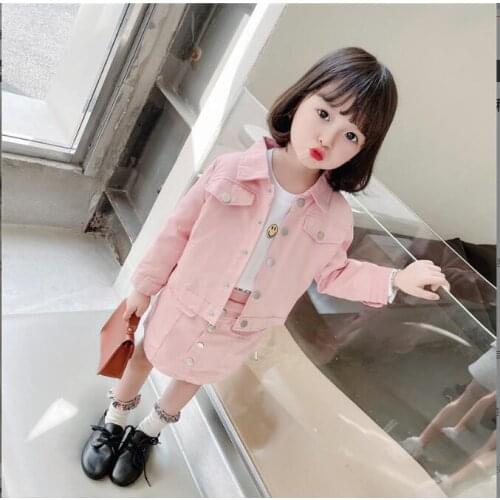 2021 Korea style girls 2 pcs set shirt+ skirt spring summer cotton girls suit 2-7 years YX184