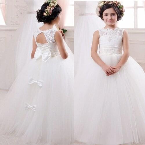 Beauty Flower Girl Dresses for Wedding Lace Applique Tulle Fluffy Girls Party Gown Pageant First Holy Communion Birthday Dresses