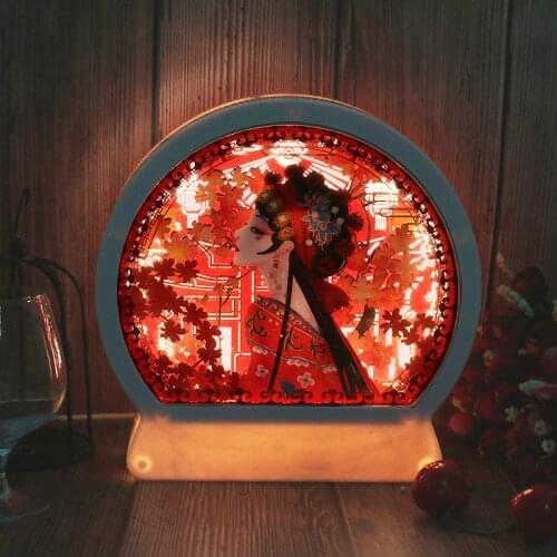 Paper carving lamp 3D light and shadow animation night light creative Chinese opera style advertising gift lamp custom logo