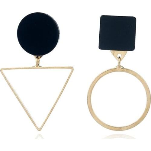 Fashion Geometric Asymmetric Earrings Metal Triangular Round Gold Earrings for Women Fashion Jewelry Accessories