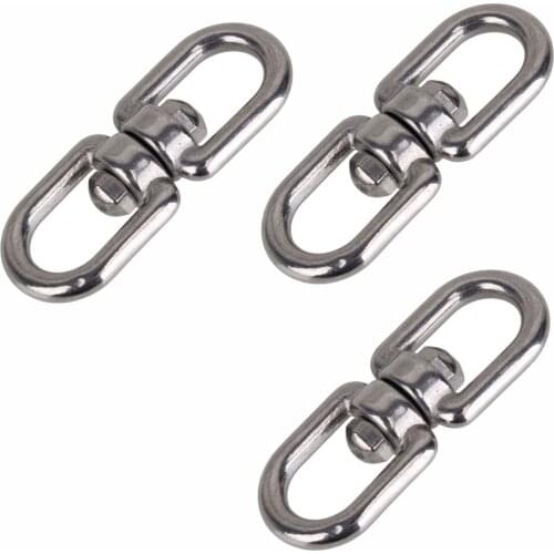 Marine Mooring M8 Eye to Eye Swivel 304 Stainless Steel Silver Tone Ring 3PCS