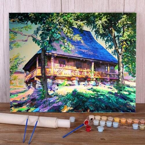 Landscape Old Hut DIY Painting By Numbers Kit Acrylic Paints 50*70 Paiting By Numbers New Design Crafts For Adults Wholesale