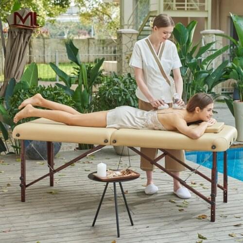 New Folding Massage Beauty Bed with Neck Pillow Widened Massage Bed Portable Portable Beauty Bed Base Bed Massager Spa Tables