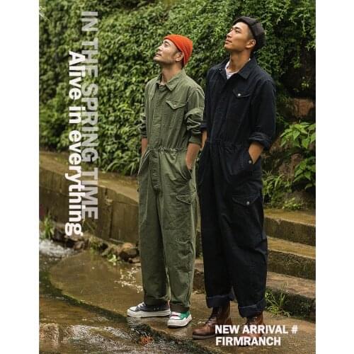 Firmranch 2021 New Men/Women Ins Amekaji Multi-pockets Cargo Jumpsuit Overall Loose Casual Jumper Work Clothes Flying Suit
