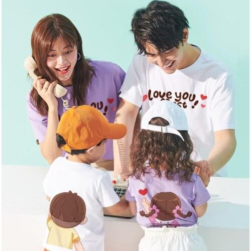 Korean Mom and Daughter Matching Clothes Daughter Boys Family Matching Clothes Couple Tshirt Ropa Familia Tracksuit AE50FC