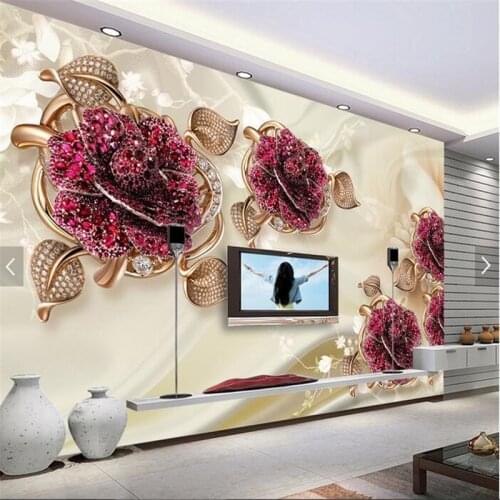 Beibehang Custom Photo Wallpaper Wall Stickers Fresco 3D European Luxury Elegant Jewelry Flower TV Background papel de parede
