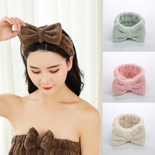 Big Rabbit Ears Coral Fleece Soft Elastic Hairbands SPA Bath Shower Make Up Wash Face headband Hair Band Girls Hair Accessories
