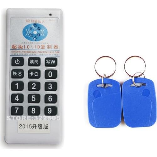 Handheld 125KHz&13.56MHZ RFID Copier Writer Duplicator Programmer Reader +10 Pcs double frequency Rewritable ID Keyfobs Tags
