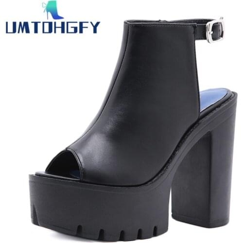 Hot Sale European Women Peep Toe Summer Shoes Slingbacks High Heels Sandals Platform Casual Shoes Bar Nightclub Party Size 35-42