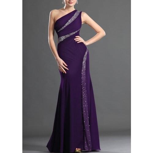A-line Grape One shoulder Bridesmaid Dress Formal Ruched Evening Formal Dress Wedding Guest Dresses