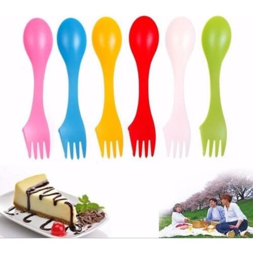 Outdoor Camping Picnic Spoon Tableware Heat Resistant Spoon Fork Knife Portable Camping Cookware Spork Camping Equipment