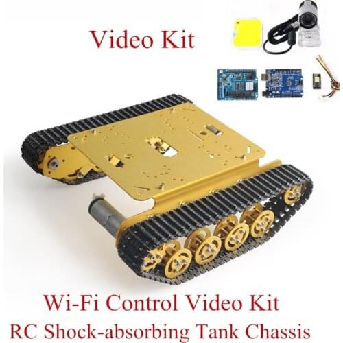 WI-Fi Control Video Kit Metal RC Robot Tank Chassis Shock Absorption Car Model With Suspension System Crawler Arduino DIY Toy