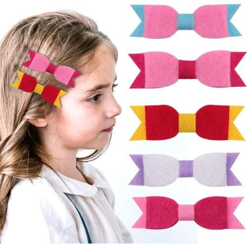 5pcs/lot Girls Hair Clips Non-woven Fabric 2 Colors Hair Bows Hairpins Kids Hairgrips Lovely Hair Accessories