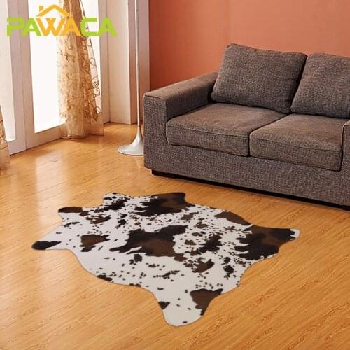 Zebra Cow Animal Printed Carpet Faux Skin Leather Non Slip Antiskid Mat Chair Throw Rugs for Living Room Bedroom Mat Decor