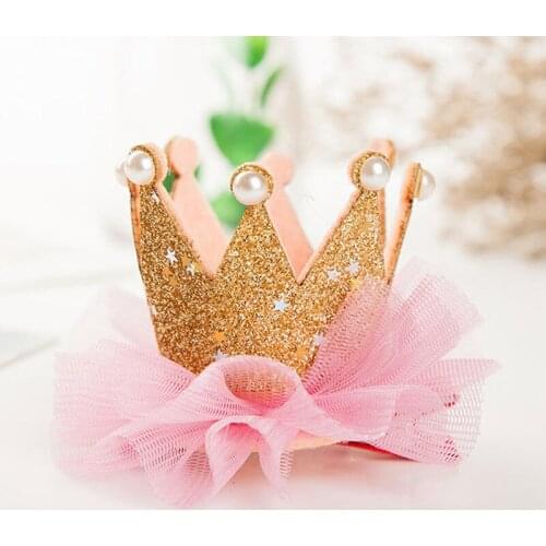 Girls Crown Princess Hair Clip Lace Pearl Shiny Star Headband Hairpins Barrettes Headwear Hair Accessories