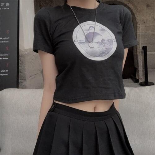 2021 Short T-shirt Female Korean Version Of The High-Waist Short-Sleeved T-shirt Ins Student Self-Cultivation Nude Student Top