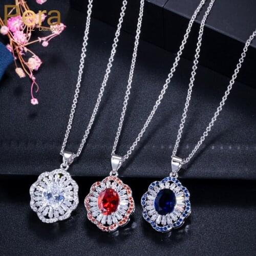 Pera New Fashion Prom Long Water AAA+ Cubic Zirconia Dangle Drop Shape Pendant Necklace for Women Daily Party Jewelry Gift P008