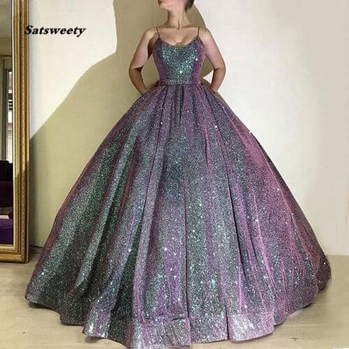 Glitter Sequined Prom Dress 2020 Luxury Ball Gown Long Dresses Evening Pageant For Women Plus Size Vestidos De Gala
