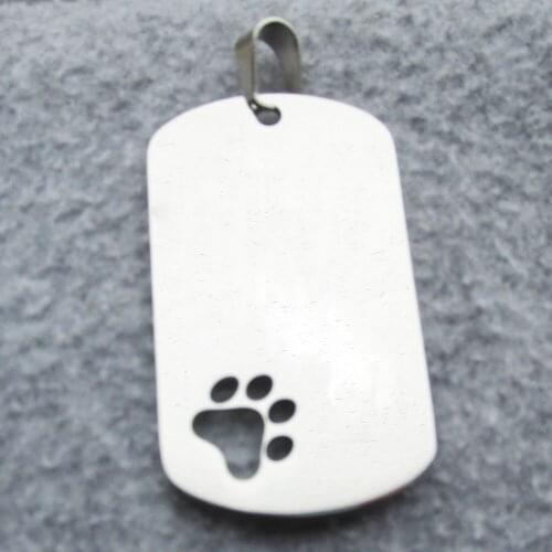 100pcs/lot Stainless Steel Army Dog Tags Military Pet Identity Tags with Paw Cut Out