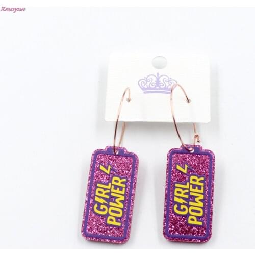 1pair) HP121 Acrlylic GRL POWER Dangle Earring Women Gift Earrings Acrylic