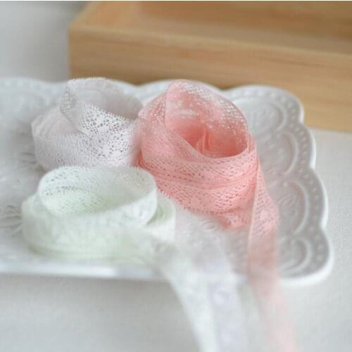 10 Meters 1.3cm Width Pink Flower Polyester Sewing Craft Crochet Lace Trim Clothes Colorful Lace Applique Decorative Ribbon