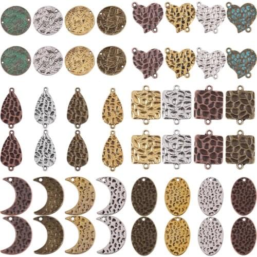 10Pcs/Lot Alloy Drop Round Oval Metal Moon Heart Pendants Jewelry Supplies For DIY Making Hanging Earrings Necklace Accessories