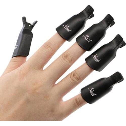 10PCS Plastic Nail Art Soak Off Cap Clip UV Gel Polish Remover Wrap Tool Nail Art Tips for Fingers 4 Color High Quality