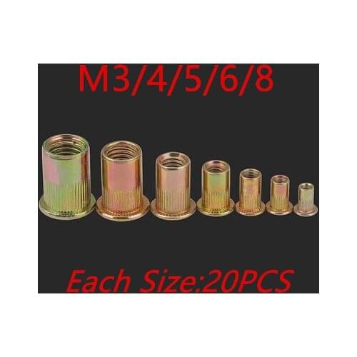 100pcs of M3/4/5/6/8 Metric Thread Flat Head Rivet Nut Rivnut Inserts Nut
